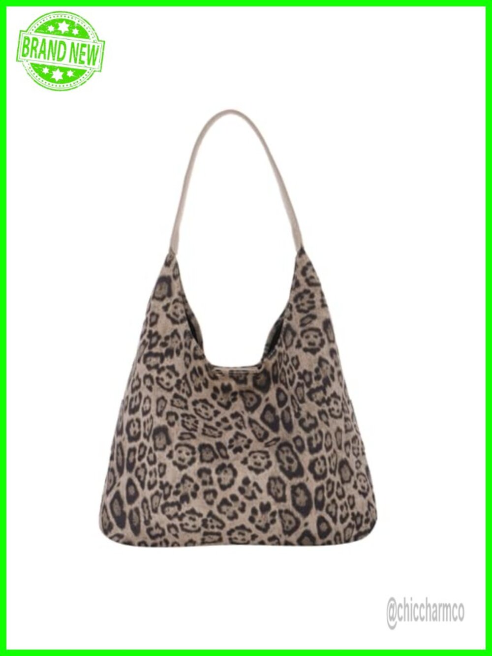 Faux Suede Leather Leopard Print Hobo Shoulder Bag Large Tote Satchel